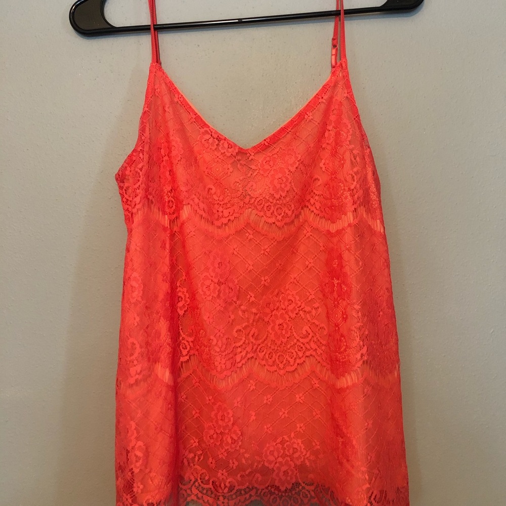 Coral lace tank